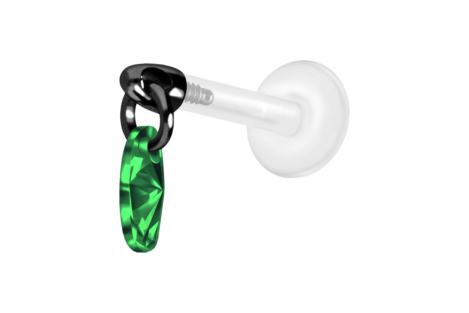 PTFE Labret Piercing mit Innengewinde + Titan-Aufsatz KRISTALLOVAL